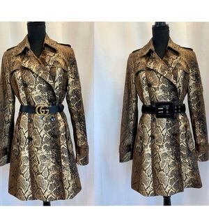 Banana Republic Heritage brown snake print trench coat M